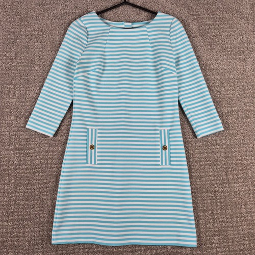 Lilly Pulitzer Dress Women S Charlene Shift Blue White Stripe Knit Coastal NWOT