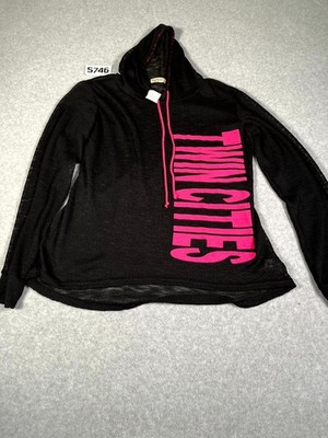 Sweet Gisele Hoodie Womens XL Black Twin Cities Graphic Sheer Knit Pullover