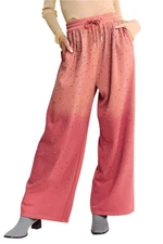 Davi & Dani Rhinestone Drawstring Wide Leg Pants