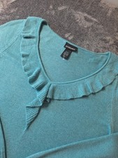 Lane Bryant Ruffled Vneck Angora Blend Sweater Womens 18/20 Turquoise Coquette