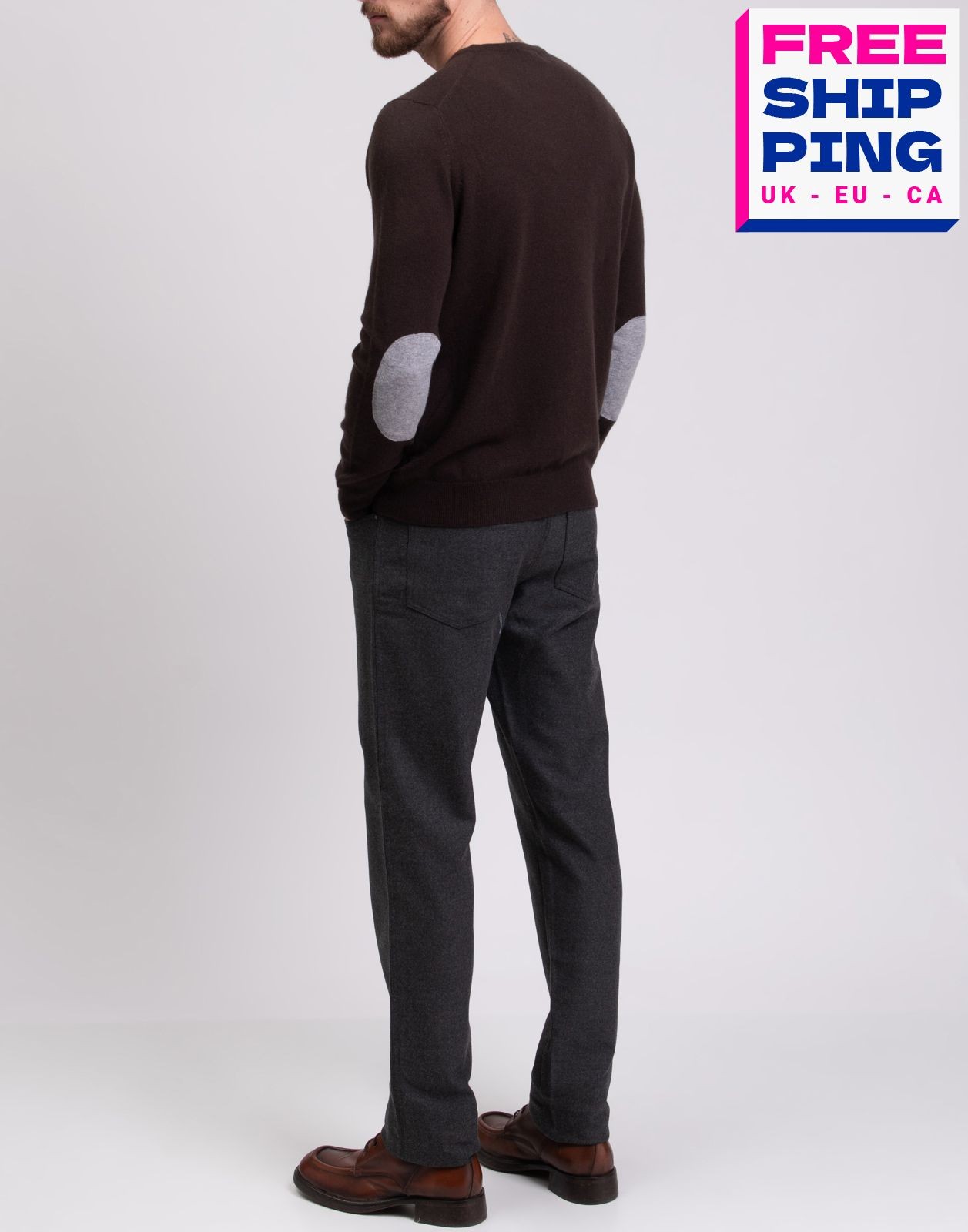 RRP €540 MALO OPTIMUM Cashmere & Wool Jumper Size S Thin Knit Elbow Patches