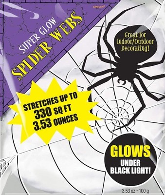 30m² Spinnennetz * Super Glow Spider Webs * Deko Spinnen Netz Party Halloween