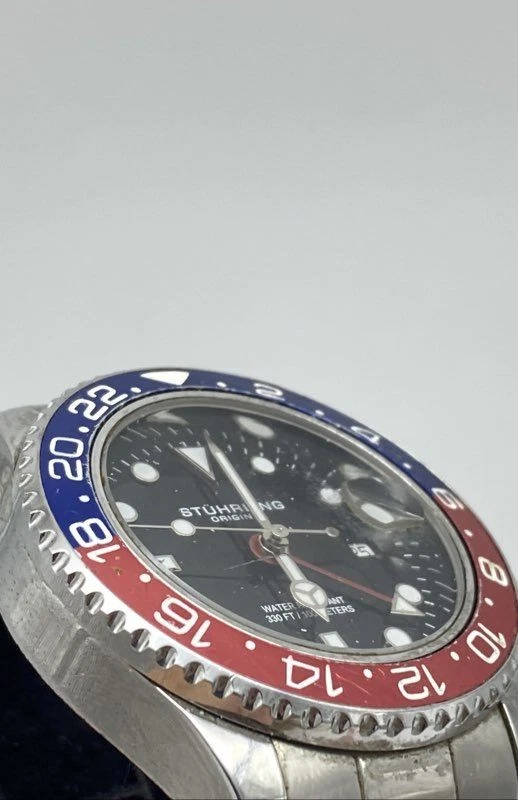 Reloj Pulsera Hombre Stuhrling 42mm 100m WR Krysterna Fecha Original 128g Foto 3 de 4