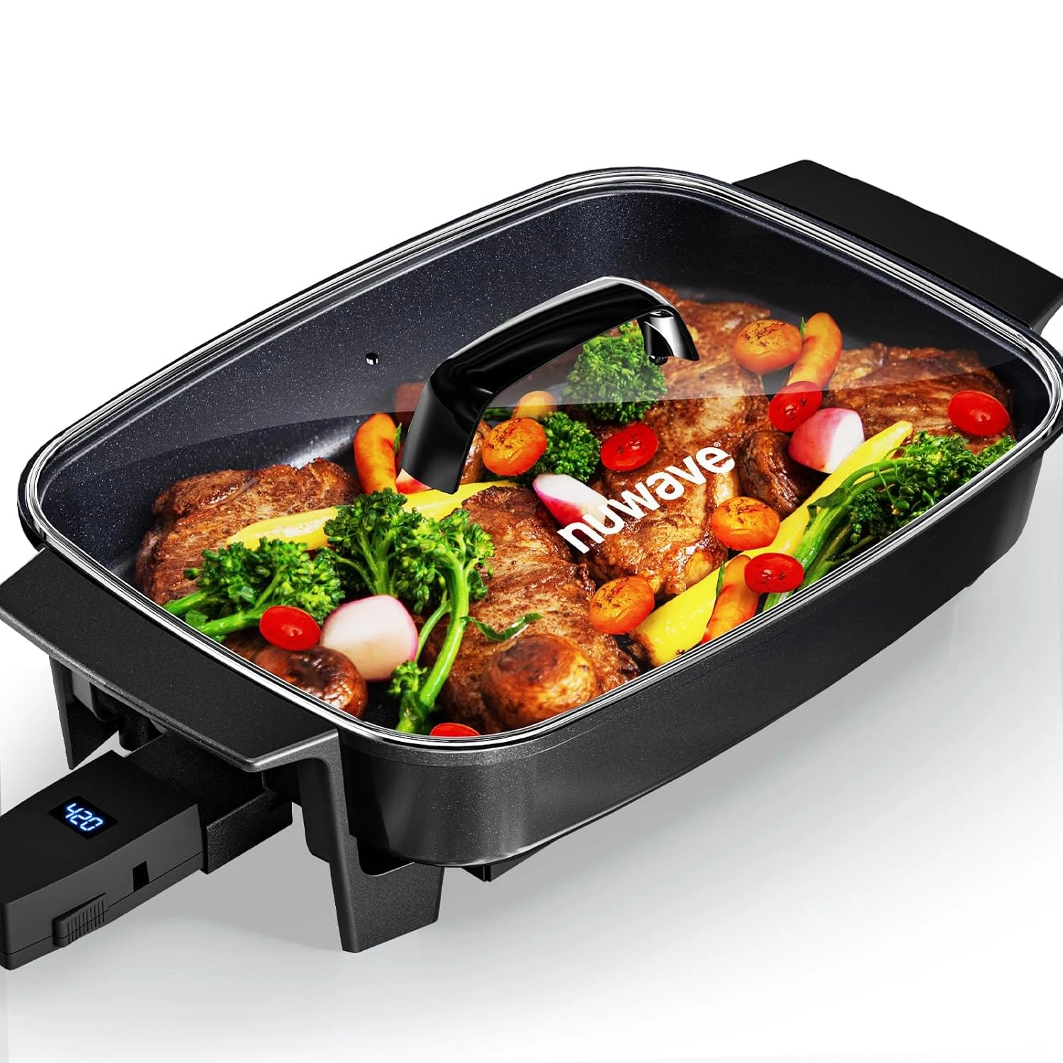 Medley XL 7Qt Electric Skillet with Nonstick Surface & Glass Lid, 100°-425°F