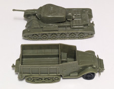 Marx Battleground Tank  Truck Green Plastic Vtg 1960s Playset Vehicle Set of 2