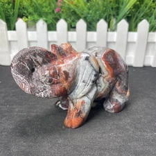 0.8LB 3.9" Natural Mexican Agate Elephant Carved Crystal Quartz  Decor Gift