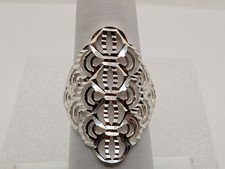 Vintage Sterling Silver 925 Cut-outs Filigree Adjustable Ring Size 8