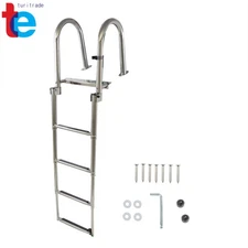 4 Steps Folding Pontoon Boat Ladder Stainless Steel Dock Telescoping Ladder