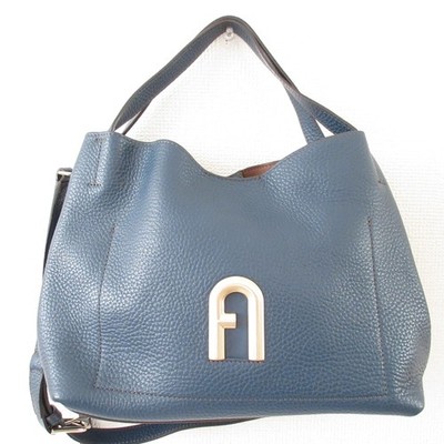 FURLA Primula Hobo 2-Way Handbag Shoulder Bag in Blue Women USED