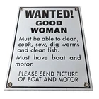 Vintage Wanted Woman Porcelain Sign - Car Garage Gas Pump Plate Sign