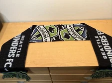 Seattle Sounders FC Scarf Black, White, Green. Ruffneck Scarves. Soccer, MLS.