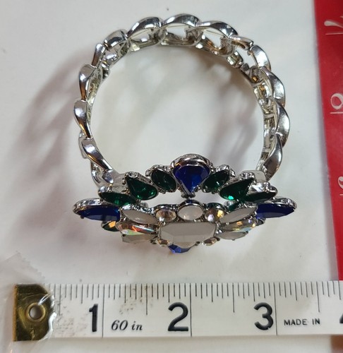 Authentic Cookie Lee Vintage Style Crystal Flower Rhinestones Stretch Bracelet - Picture 11 of 15