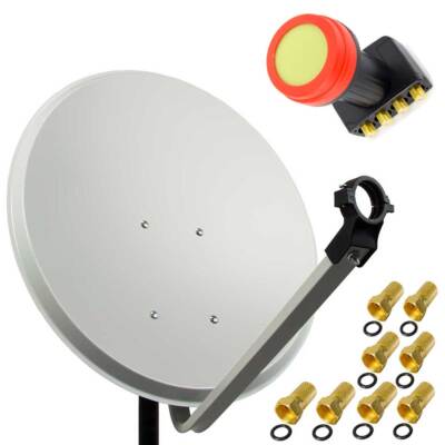 PremiumX 45cm Satelliten Schüssel Satellitenantenne Quad 4 Teilnehmer SUN LNB