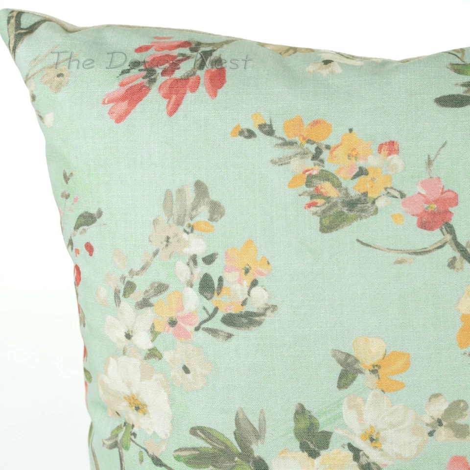 KOHL'S "BRENTWOOD" Reversible BEIGE/AZUL FLORAL TIRO ALMOHADA 20" X 20" Foto 3 de 4