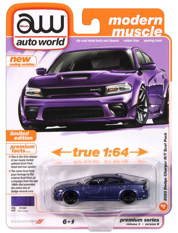 AW 1/64 Diecast 2023 DODGE CHARGER R/T *PURPLE* | eBay