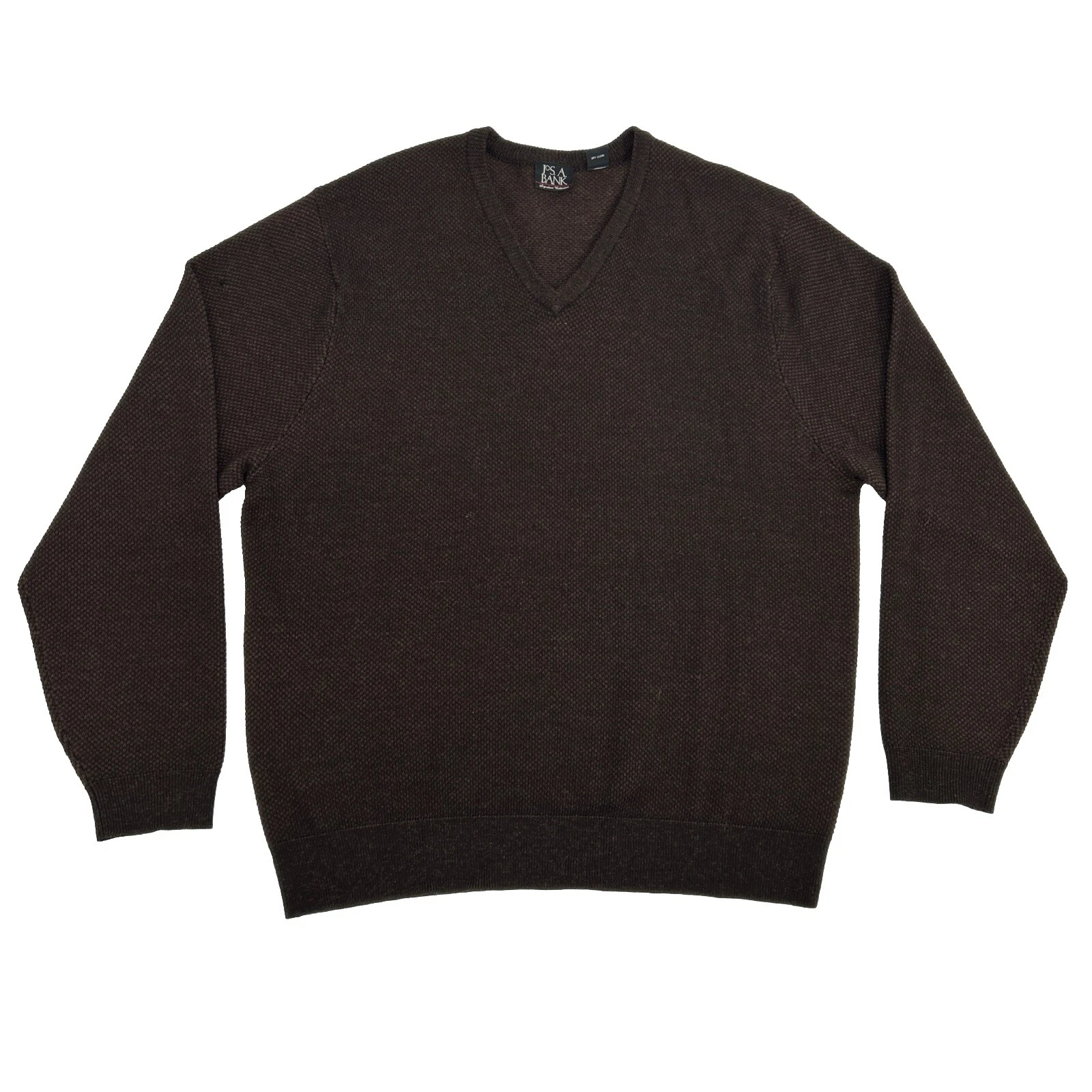 Jos A. Bank Signature Sweater Men's XL Brown Diamonds V-Neck 100% Merino Wool