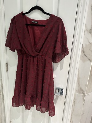 SHEIN Women's Burgundy Red Swiss Dot Ruffle Dress Short Sleeve Size M | eBay SHEIN Women's Burgundy Red Swiss Dot Ruffle Dress Short Sleeve Size M | eBay