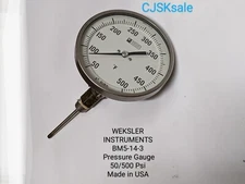 WEKSLER INSTRUMENT BM5-14-3 Pressure Gauge 50/500 Psi Made in USA (USED).