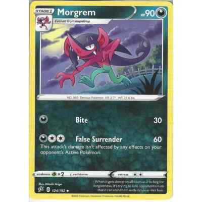 124/192 Morgrem | Uncommon Pokemon Trading Card Game Sword & Shield Rebel Clash
