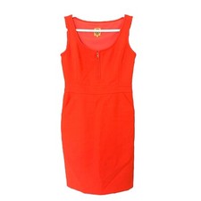 Tory Burch Zachary Sleeveless Pocket Shift Dress Poppy Orange Size 8