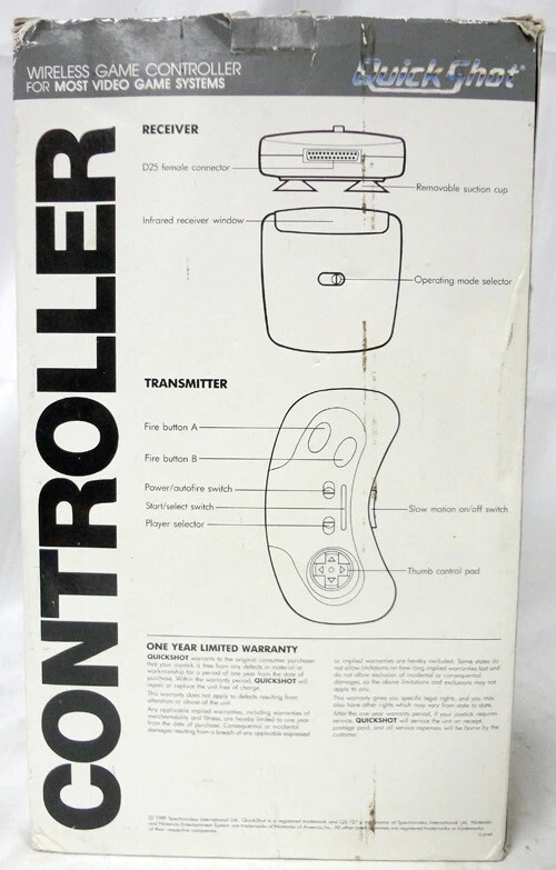 Vintage Quick Shot QS-127 Universal Wireless Set of 2 Video Game Controllers! - Image 3 of 4