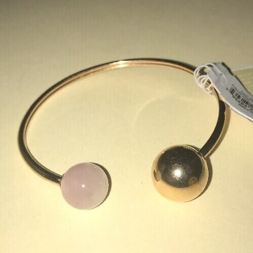 Bracciale aperto Michael Kors tono oro rosa con sfera rosa MKJ5451 nuovo con etichette $95