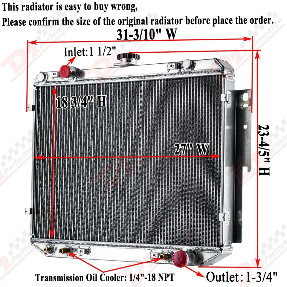 4 Row Radiator For 79-03 Dodge B150 B250 B350 B1500 B2500 Ram 1500 2500 3500 Van — 第 2/4 张图片