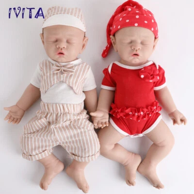 IVITA 17"Sleeping Boy or Girl Reborn Baby Doll Full Body Silicone Real Touch