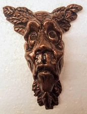 Green man wall plaque leaf face bronze color gothic man face