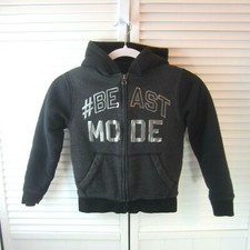 The Childrens Place Boys Hooded L/S Sweater Black Fleece Lined Graphic Sz S 5/ 6