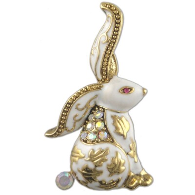 AUSTRIAN CRYSTAL ELEGANT RABBIT BUNNY EASTER BROOCH PIN