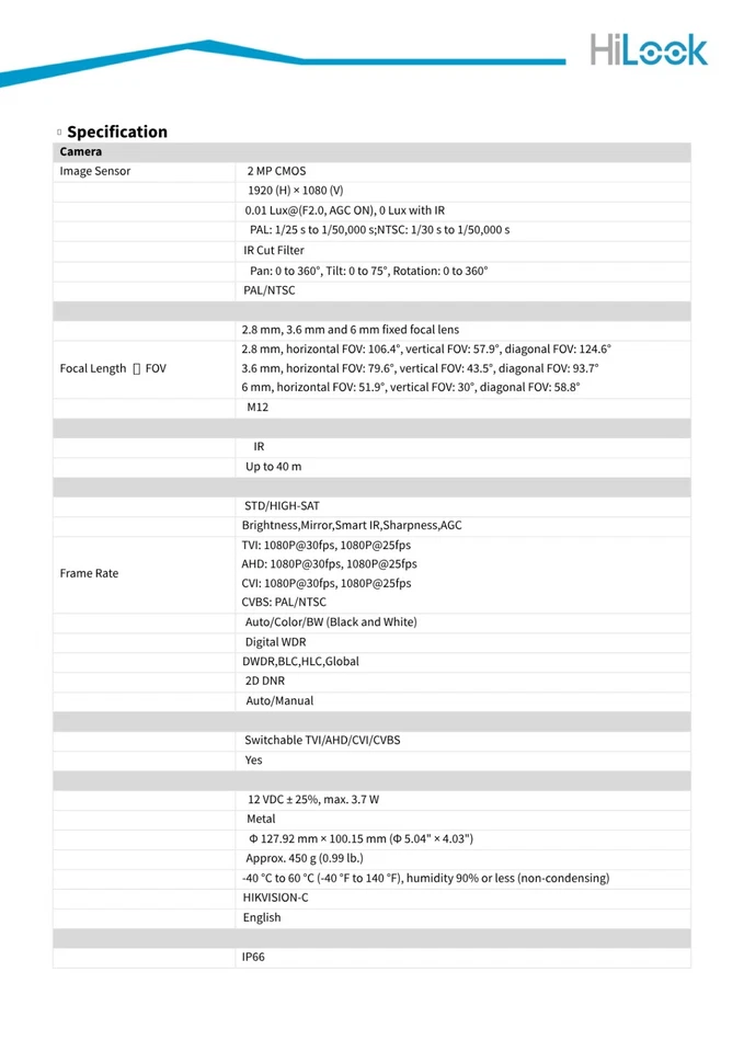 HIKVISION 2MP HILOOK CAMERA CCTV BUILT IN MIC DOME NIGHT VISION WHITE EXIR OFFER - Image 3 of 4