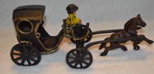 VINTAGE CAST IRON HORSE DRAWN CARRIAGE
