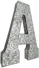 Huge 20" Metal Letter Hanging Wall D cor, Galvanized Metal with Rusted Edges
