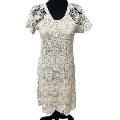 Copied - Sharagano Midi Dress Size 6 Lace Overlay Cream