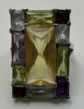 Vintage 925 Sterling Silver Multi Stone Ring