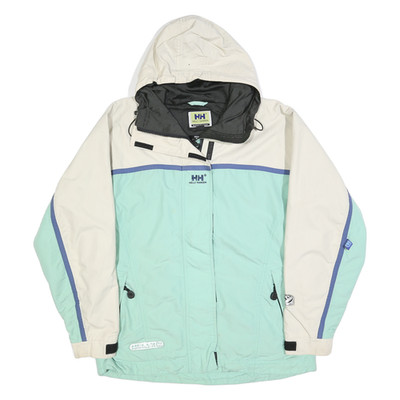 HELLY HANSEN Damen Outdoorjacke weiß & neuwertig L Polyestermischung Reißverschluss Kapuze