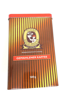 Gepflegte Tchibo Blechdose, Gold Mocca Kaffeedose, 500g gemahlener Kaffe