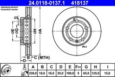 2x ATE Bremsscheibe 24.0118-0137.1 für SKODA FABIA VW FOX POLO 6Y2 5Z4 5Z1 5Z3 4