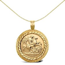9ct Gold Jewelco London Rope Edge Frame St George Pendant (Full Sov Size)
