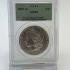 1881-S Silver Morgan Dollar, $1, PCGS MS63 - Vintage Green Holder