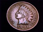1901  Indian Head Cent,  Very Good nearly Fine in  Grade