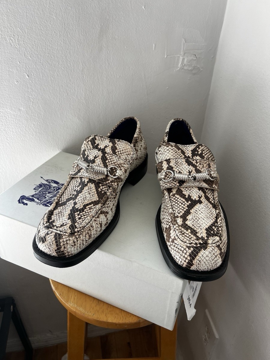 BNIB Burberry Men’s Loafers White Barbed Snakeskin Size 45 US 12 Floor Model BURBERRY | LEATHER BARBED LOAFERS main image 4