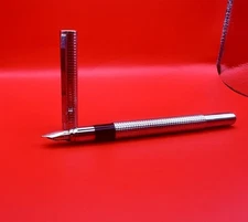 OMAS EGO FOUNTAIN PEN STERLING SILVER 925  BODY GOLD NIB 14K  SIZE M .