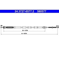 ATE 24.3727-0577.2 Seilzug Feststellbremse Hinten Links FüR Fiat