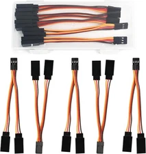 5-Pack Servo Y Splitter Cable, 1 Female to 2 Male JR/Futaba Style Extension... 