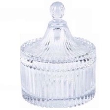 Glass Sweet Bowl Dome Sugar Jar with Lid Round Candy Container Decorative Clear