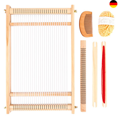 Schulwebrahmen mit Webschiffchen, 40*27cm Webrahmen Set aus Holz, Holzwebrahmen