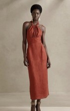 Banana Republic Lisa Linen Cutout Red Midi Dress Size 6 NWOT RT$190