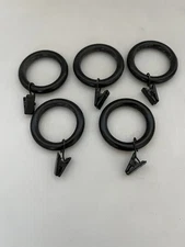 Set of 5 Pottery Barn Quiet-Glide Curtain Clip Rings Large 1 3/4" Matte Black